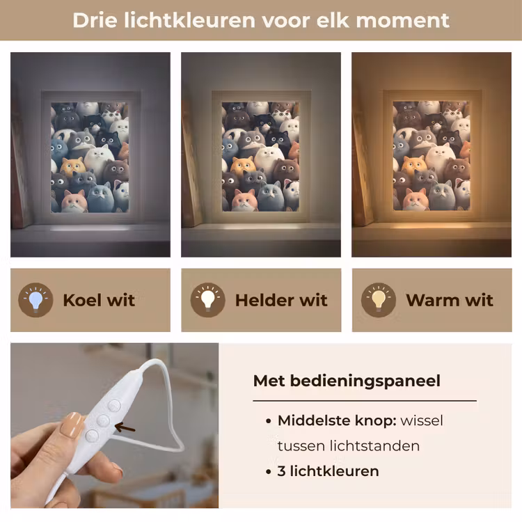 Kat - Dieren - Poes - Patroon - Jongen - Meisje Light Box met kabel klein -USP_lichtkleurNL