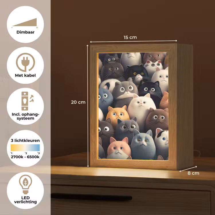 Kat - Dieren - Poes - Patroon - Jongen - Meisje Light Box met kabel klein -USP_NL