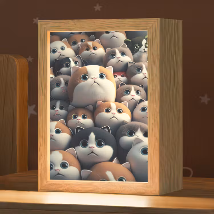 Kat - Huisdieren - Poes - Bruin - Grijs - Kinderen Light Box met kabel klein -zzz_3d_website