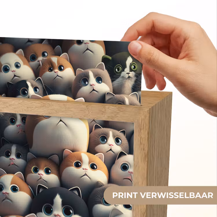 Kat - Huisdieren - Poes - Bruin - Grijs - Kinderen Light Box met kabel (Kinderlampje) klein -USP_websiteprintNL