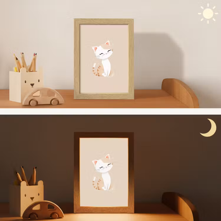 Kat - Kitten - Beige Light Box met kabel klein -sfeer3_kind