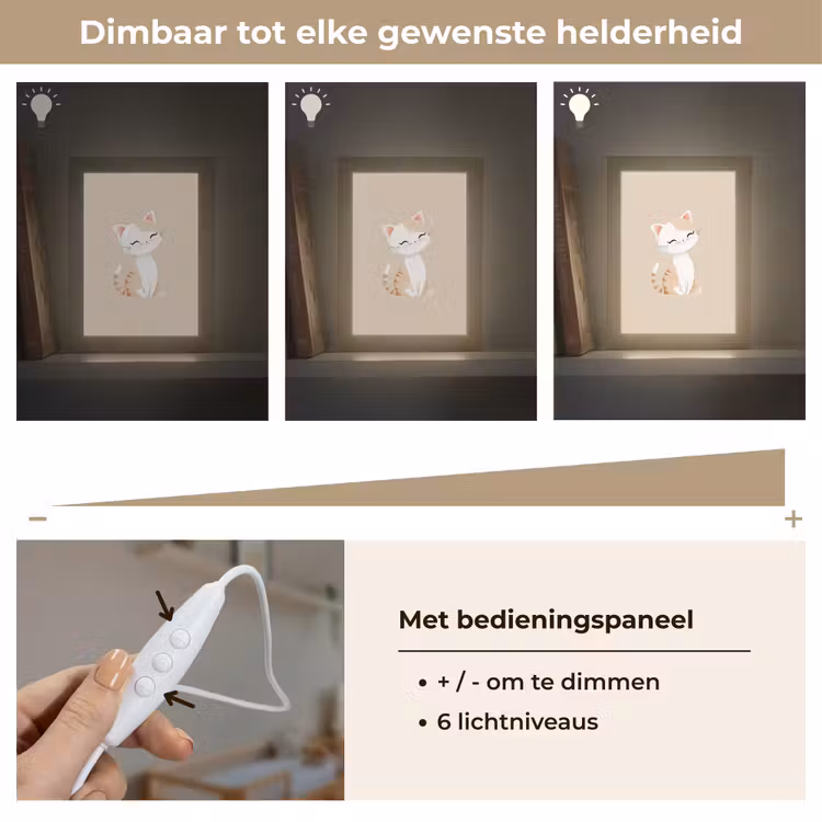 Kat - Kitten - Beige Light Box met kabel klein -USP_dimbaarNL
