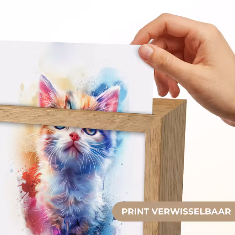 Kat - Portret - Kleuren - Verf - Wit Light Box met kabel (Kinderlampje) klein -USP_websiteprintNL