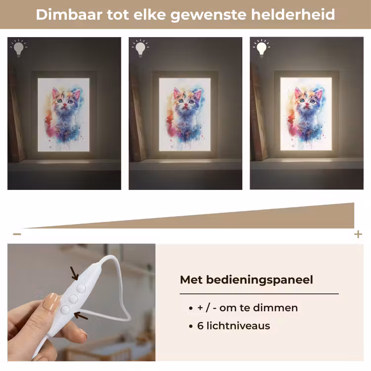 Kat - Portret - Kleuren - Verf - Wit Light Box met kabel klein -USP_dimbaarNL
