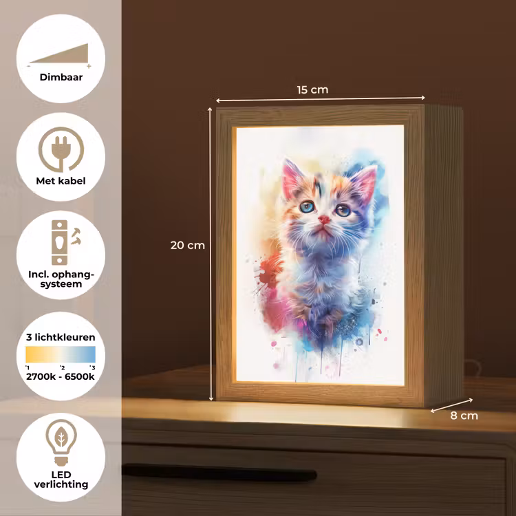 Kat - Portret - Kleuren - Verf - Wit Light Box met kabel klein -USP_NL