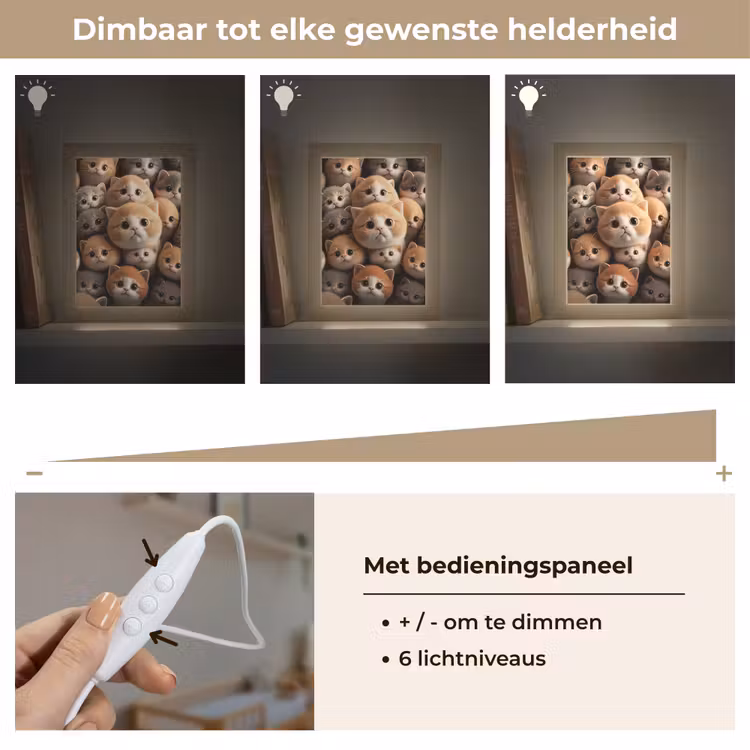 Katten - Huisdieren - Kitten - Design - Jongens - Meisjes Light Box met kabel klein -USP_dimbaarNL