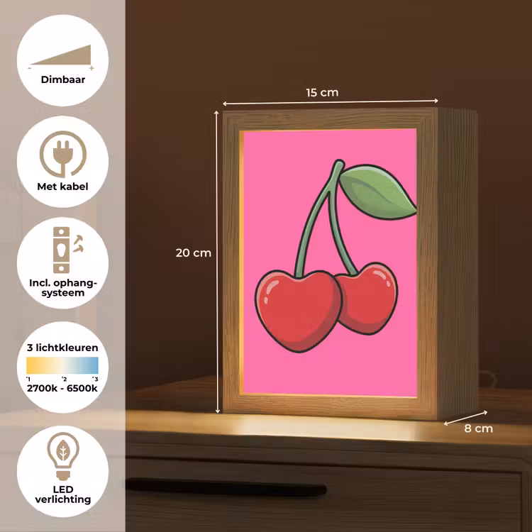 Kers - Roze - Fruit Light Box met kabel (Kinderlampje) klein -USP_NL