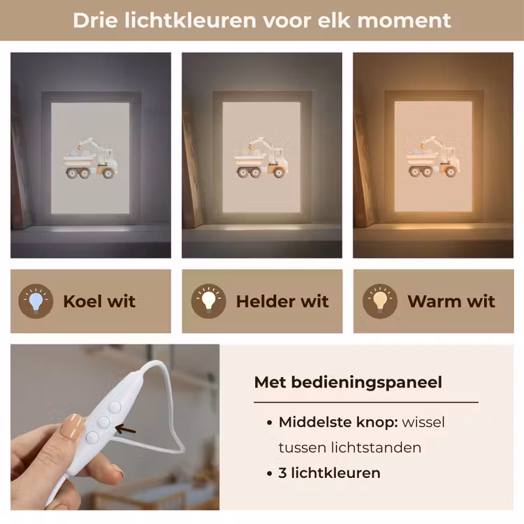 Kiepwagen - Auto - Beige Light Box met kabel klein -USP_lichtkleurNL