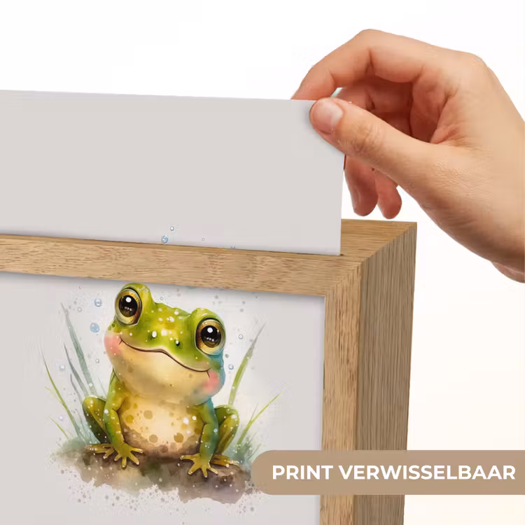 Kikker - Groen - Waterverf - Dieren - Jongen - Meisje Light Box met kabel (Kinderlampje) klein -USP_websiteprintNL