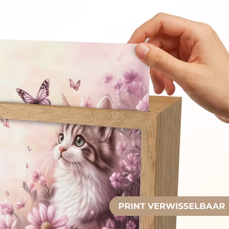 Kitten - Bloemen - Vlinders - Paars Light Box met kabel (Kinderlampje) klein -USP_websiteprintNL