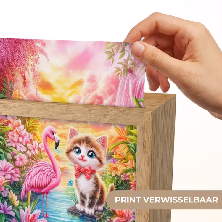 Kitten - Flamingo - Bloemen Light Box met kabel (Kinderlampje) klein -USP_websiteprintNL