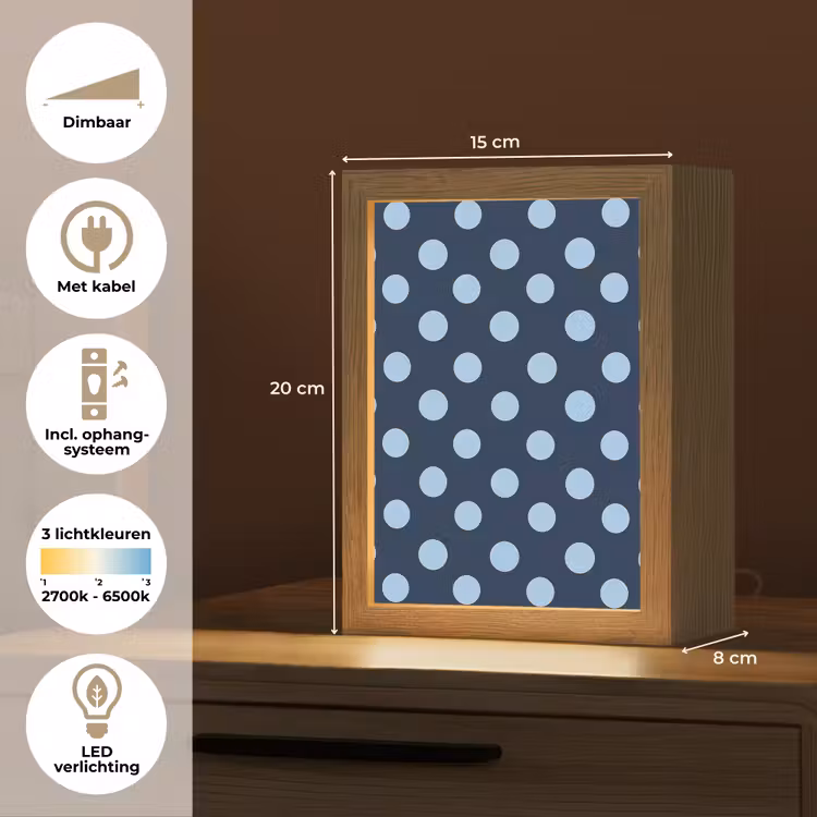 Klassiek - Dots - Blauw Light Box met kabel (Kinderlampje) klein 904 -USP_NL