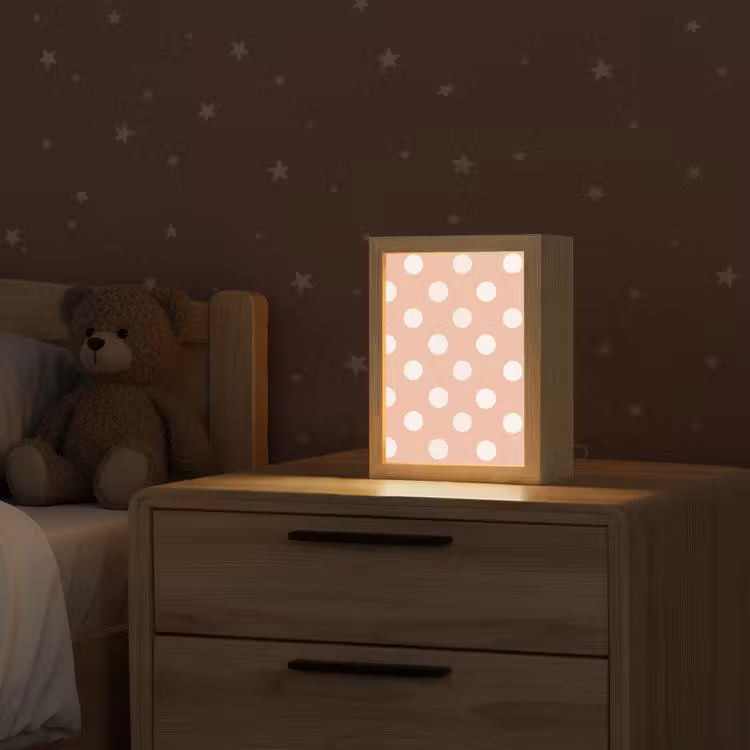 Klassiek - Polka - Perzik Light Box met kabel (Kinderlampje) klein 904 -sfeer1_kind