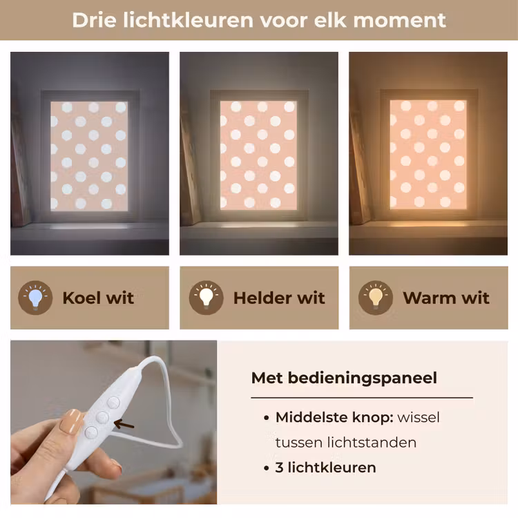 Klassiek - Polka - Perzik Light Box met kabel (Kinderlampje) klein 904 -USP_lichtkleurNL