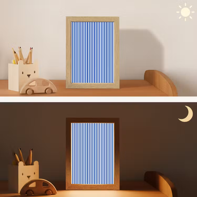 Klassiek - Strepen - Blauw Light Box met kabel (Kinderlampje) klein 904 -sfeer3_kind