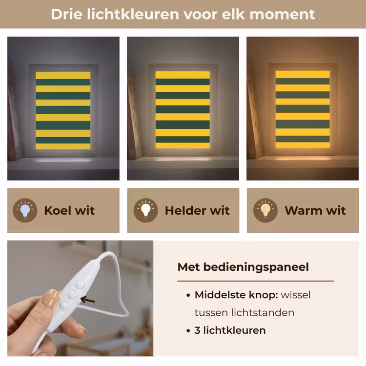 Klassiek - Strepen - Groen Light Box met kabel (Kinderlampje) klein 904 -USP_lichtkleurNL