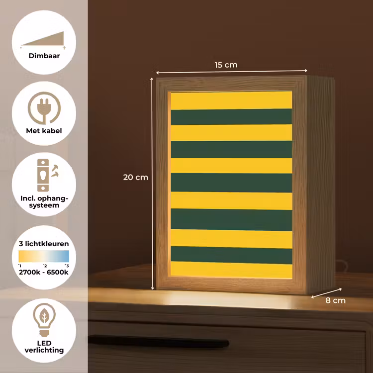 Klassiek - Strepen - Groen Light Box met kabel (Kinderlampje) klein 904 -USP_NL
