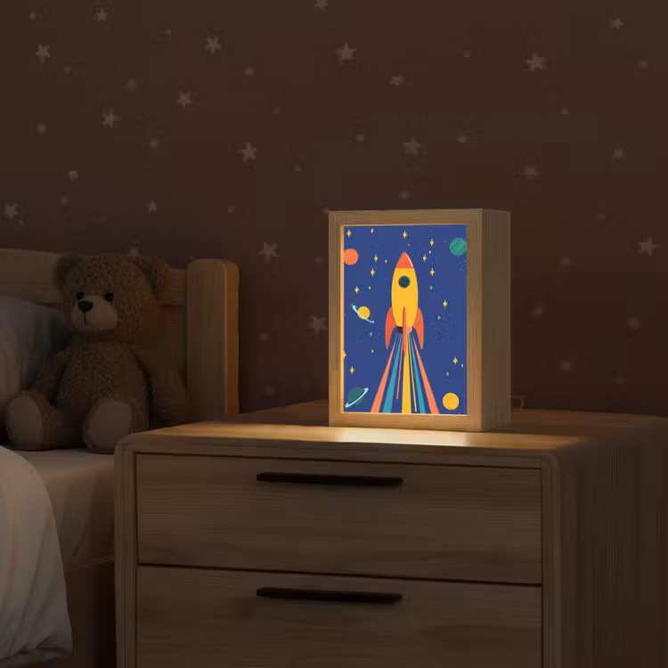 Kleurrijk - Raket - Ruimte Light Box met kabel klein -sfeer1_kind