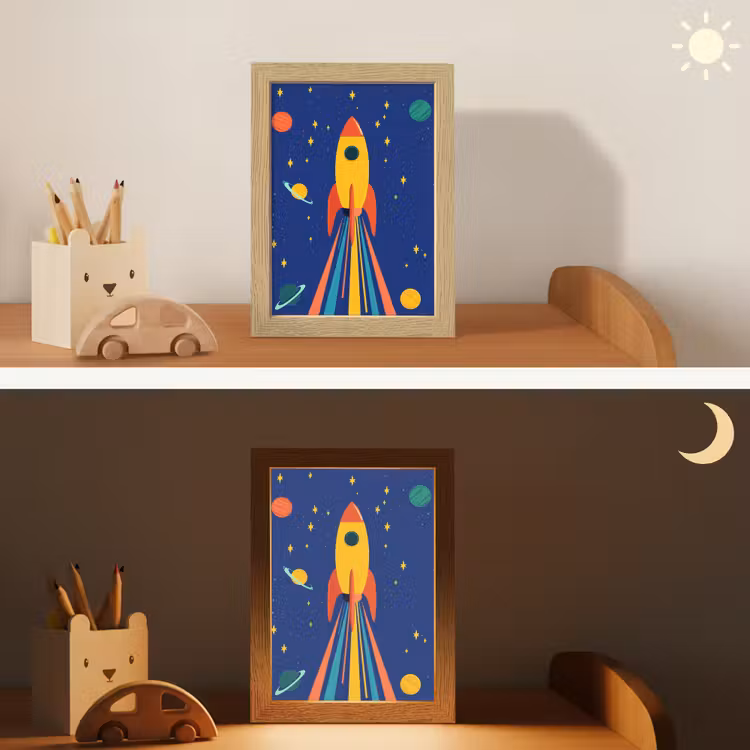 Kleurrijk - Raket - Ruimte Light Box met kabel klein -sfeer3_kind