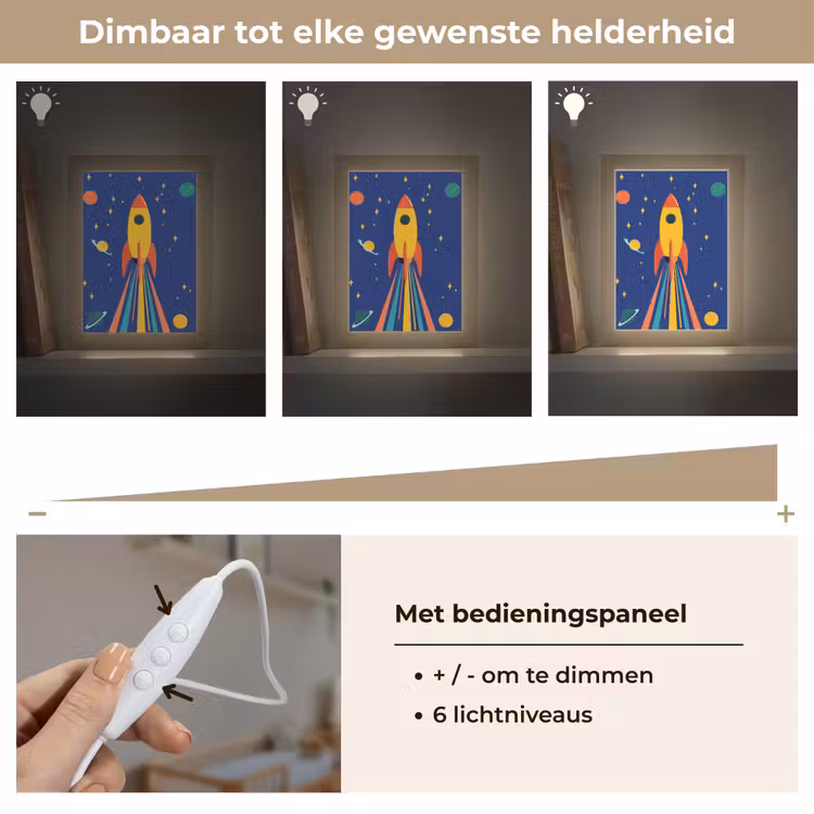 Kleurrijk - Raket - Ruimte Light Box met kabel klein -USP_dimbaarNL