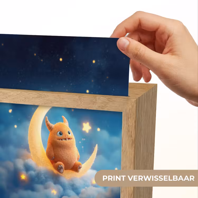 Knuffel - Monster - Maan - Wolken Light Box met kabel (Kinderlampje) klein -USP_websiteprintNL