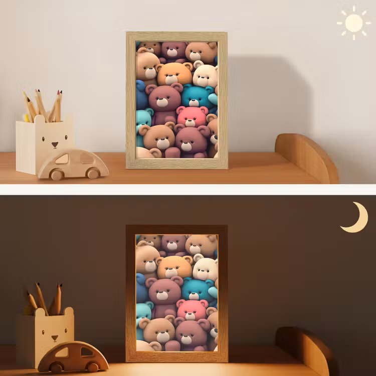 Knuffelbeer - Knuffel - Roze - Blauw - Bruin - Kind Light Box met kabel klein -sfeer3_kind