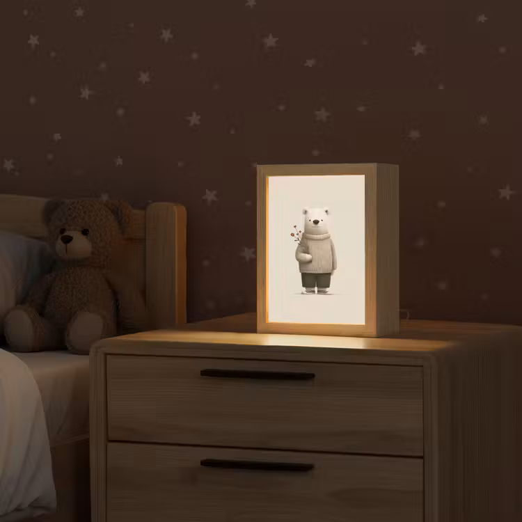 Knuffelbeer - Oranje bloemen - Vriendelijk Light Box met kabel klein -sfeer1_kind
