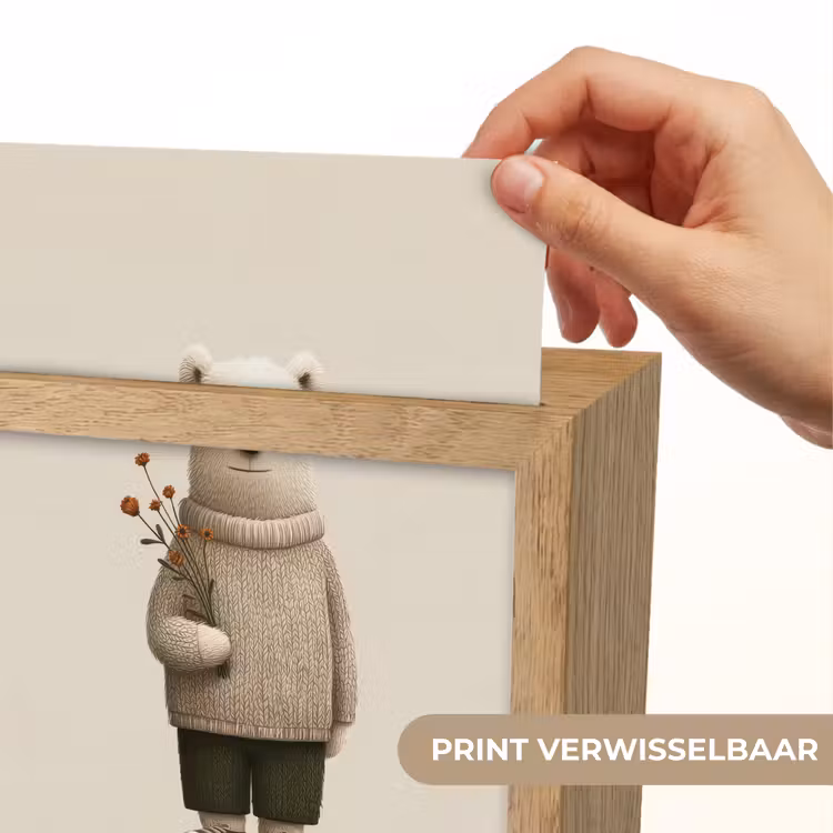 Knuffelbeer - Oranje bloemen - Vriendelijk Light Box met kabel (Kinderlampje) klein -USP_websiteprintNL