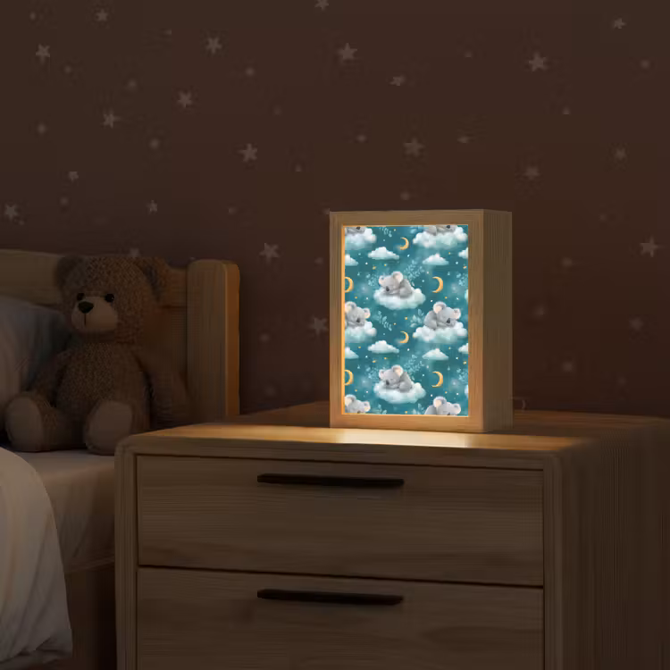 Koala's - Betoverend - Blauw Light Box met kabel (Kinderlampje) klein 904 -sfeer1_kind