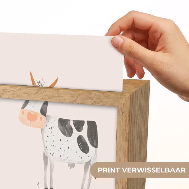 Koe - Boerderij dier - Dieren - Pastel kleuren Light Box met kabel (Kinderlampje) klein -USP_websiteprintNL