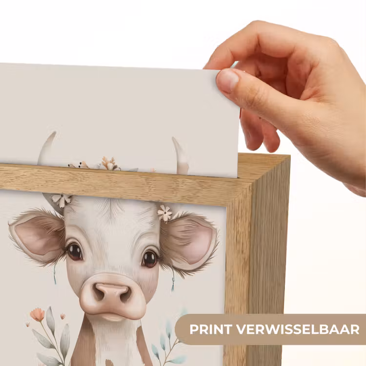Koe - Bohemian - Kalfje - Bloemen Light Box met kabel (Kinderlampje) klein -USP_websiteprintNL