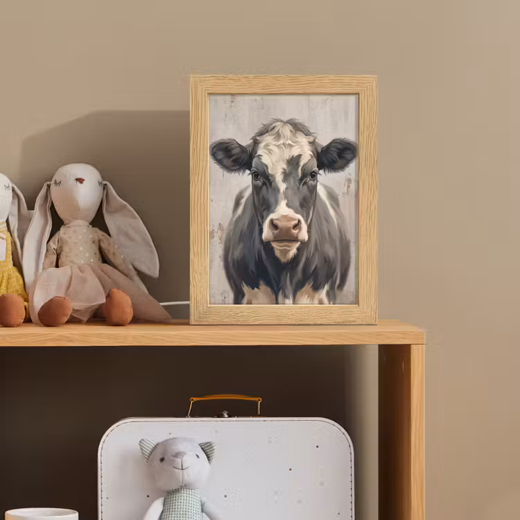 Koe - Portret - Dieren - Modern Light Box met kabel (Kinderlampje) klein -sfeer2_kind