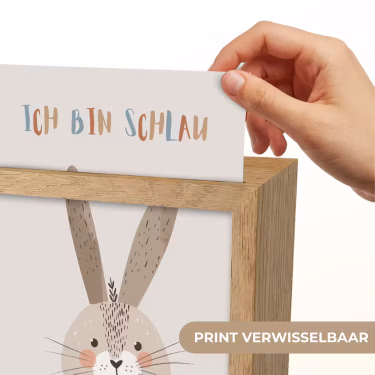 Konijn - Beige - Dier - Slim - Quote Light Box met kabel (Kinderlampje) klein -USP_websiteprintNL
