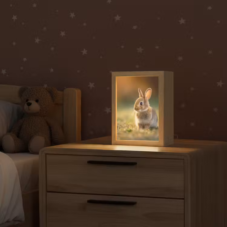 Konijntje - Bruin - Gras Light Box met kabel klein -sfeer1_kind
