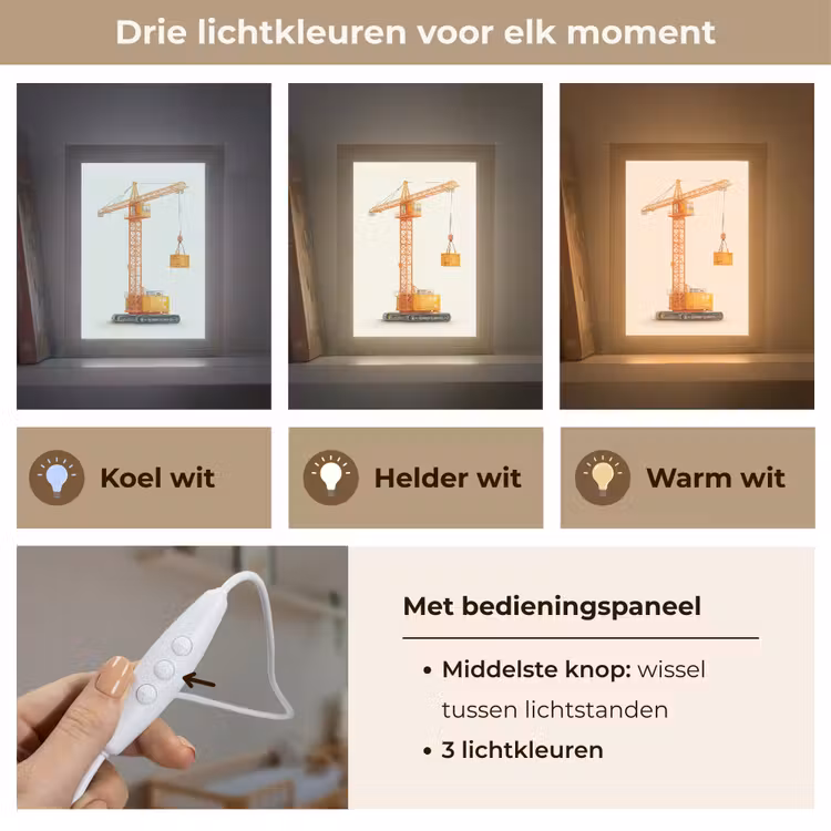 Kraan - Oranje - Scheepscontainer Light Box met kabel (Kinderlampje) klein -USP_lichtkleurNL