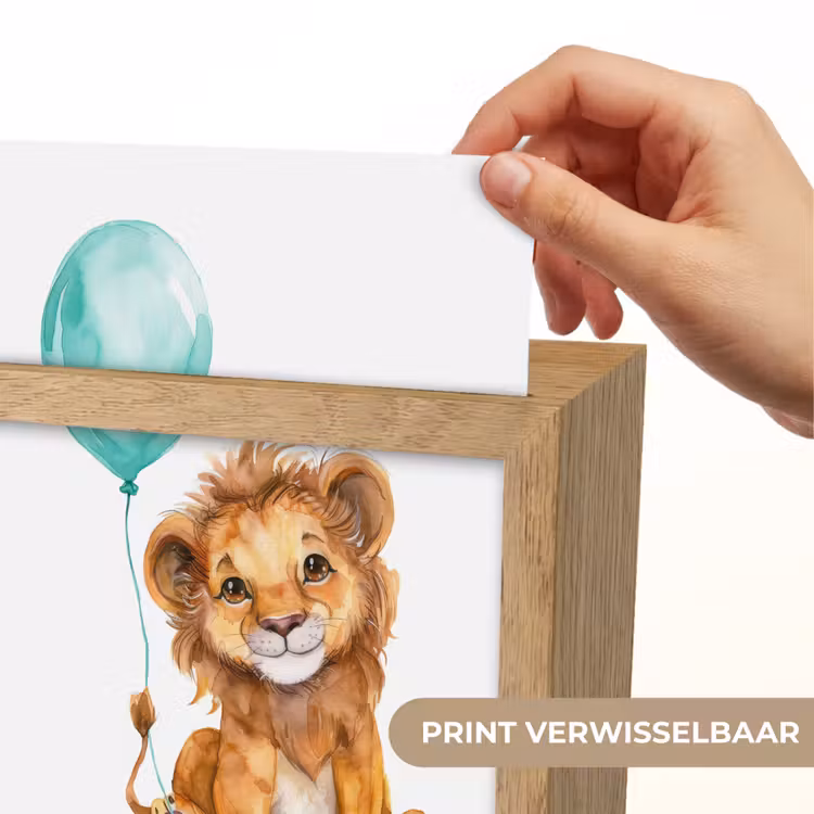 Leeuw - Baby dier - Blauwe ballon Light Box met kabel (Kinderlampje) klein -USP_websiteprintNL