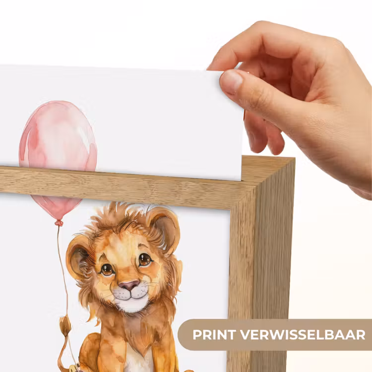 Leeuw - Baby dier - Dieren - Roze ballon Light Box met kabel (Kinderlampje) klein -USP_websiteprintNL