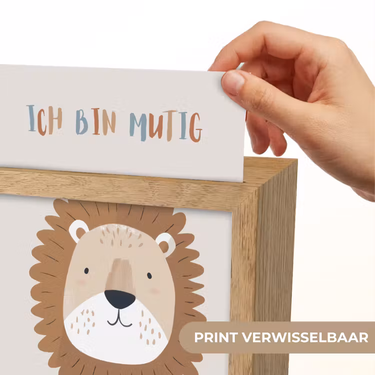 Leeuw - Beige - Dier - Moedig - Quote Light Box met kabel (Kinderlampje) klein -USP_websiteprintNL