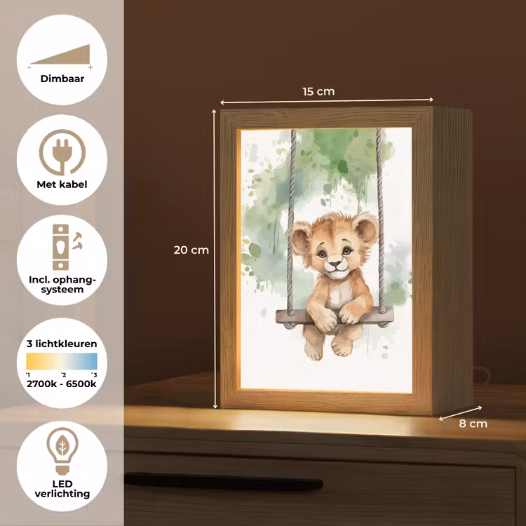 Leeuw - Dier - Kinderen - Jungle Light Box met kabel klein -USP_NL