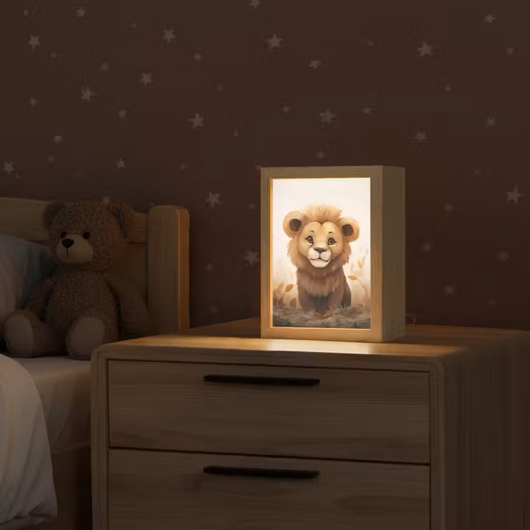 Leeuw - Dieren - Kinderen - Bruin - Meisje Light Box met kabel klein -sfeer1_kind
