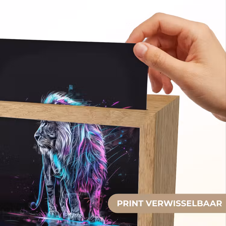 Leeuw - Kleuren - Zwart - Dieren Light Box met kabel (Kinderlampje) klein -USP_websiteprintNL