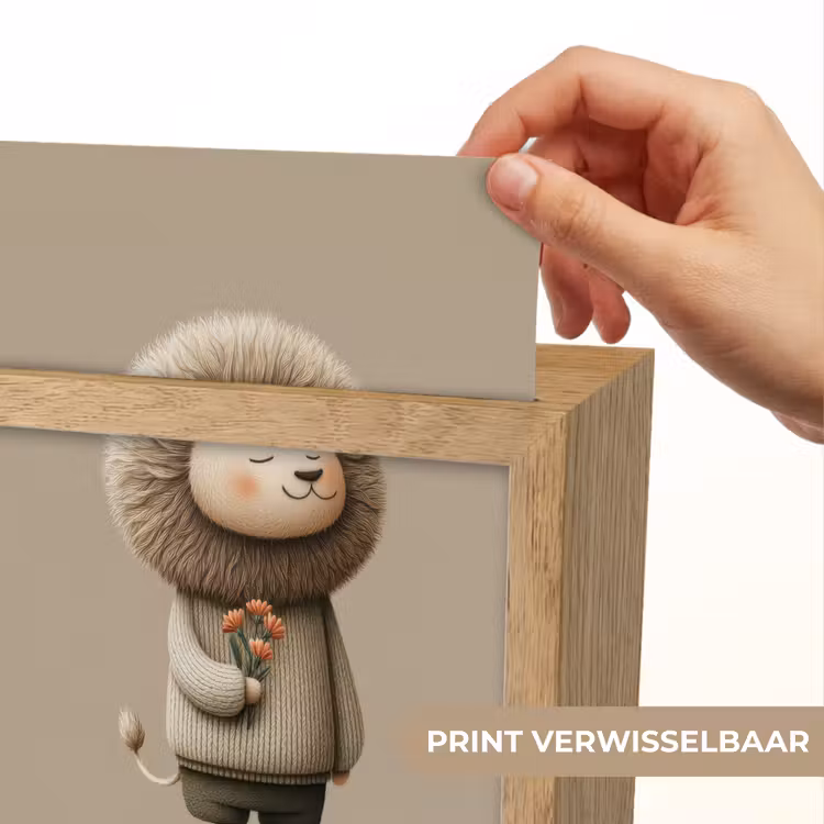Leeuw - Oranje bloemen - Vriendelijk Light Box met kabel (Kinderlampje) klein -USP_websiteprintNL