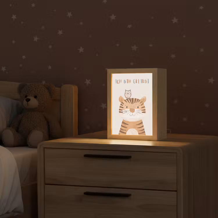 Leeuw - Uil - Beige - Dieren - Quote Light Box met kabel klein -sfeer1_kind
