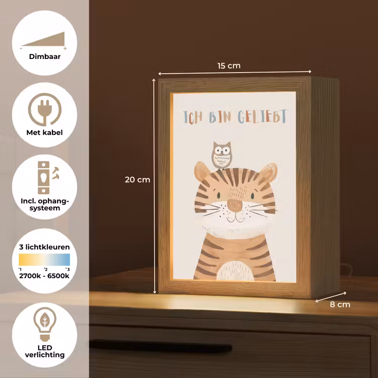 Leeuw - Uil - Beige - Dieren - Quote Light Box met kabel klein -USP_NL