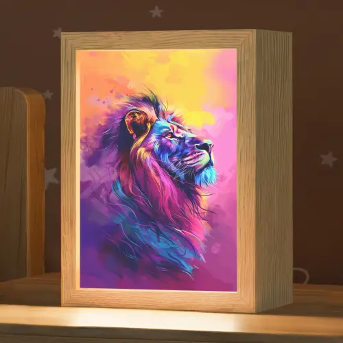 Leeuw - Verf- Kleuren - Dier Light Box met kabel klein -zzz_3d_website