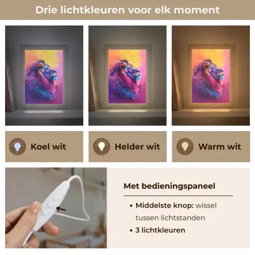 Leeuw - Verf- Kleuren - Dier Light Box met kabel klein -USP_lichtkleurNL