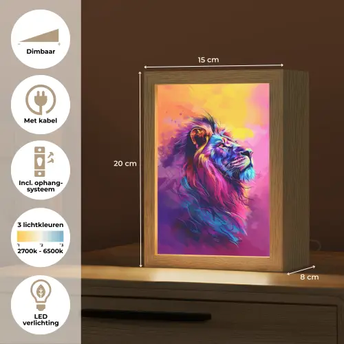 Leeuw - Verf- Kleuren - Dier Light Box met kabel klein -USP_NL