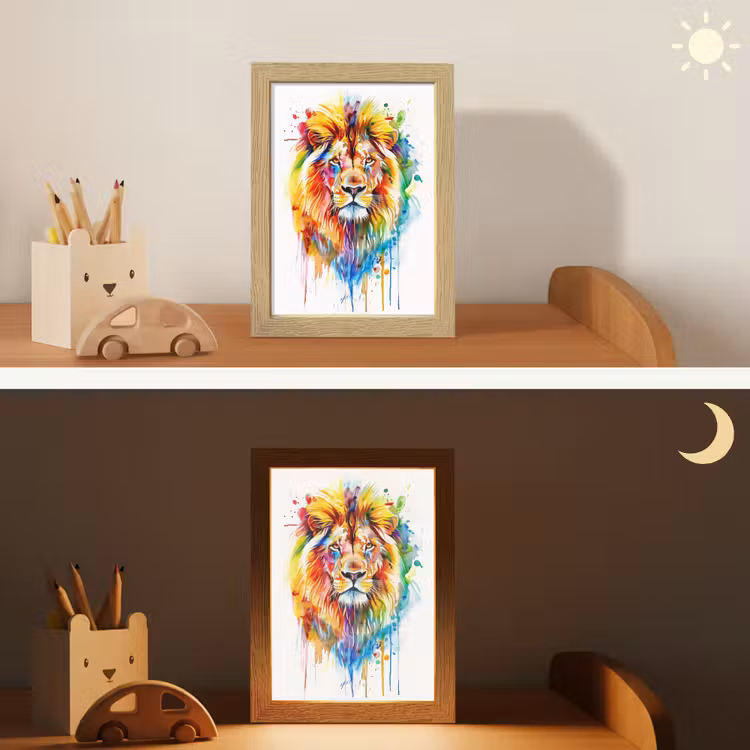 Leeuw - Verf - Kleurrijk - Wit - Dier Light Box met kabel klein -sfeer3_kind