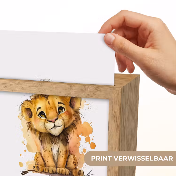 Leeuw - Waterverf - Bruin - Dieren - Meisjes - Jongens Light Box met kabel (Kinderlampje) klein -USP_websiteprintNL