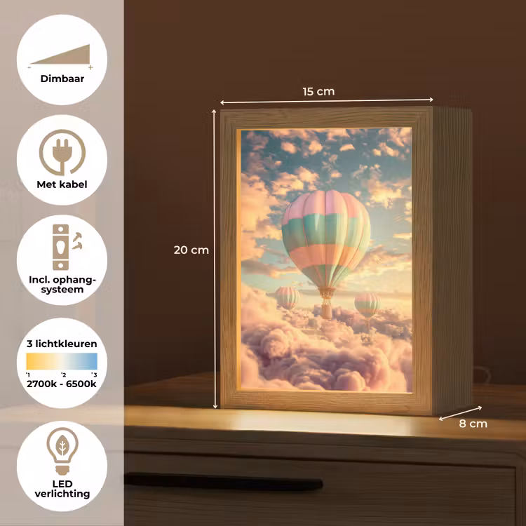 Luchtballon - Dromen - Wolken - Lucht Light Box met kabel klein -USP_NL